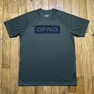 DFND Mens Training T-Shirt XL Olive Green Logo‎ Activewear Short Sleeve Made USA